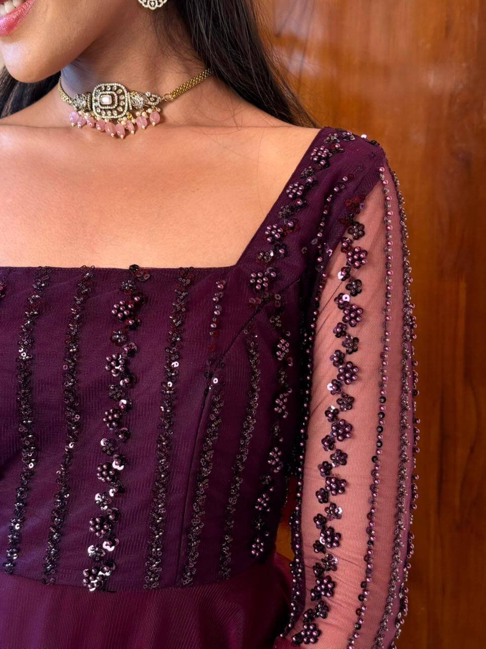 Ruby Wine beaded maxi