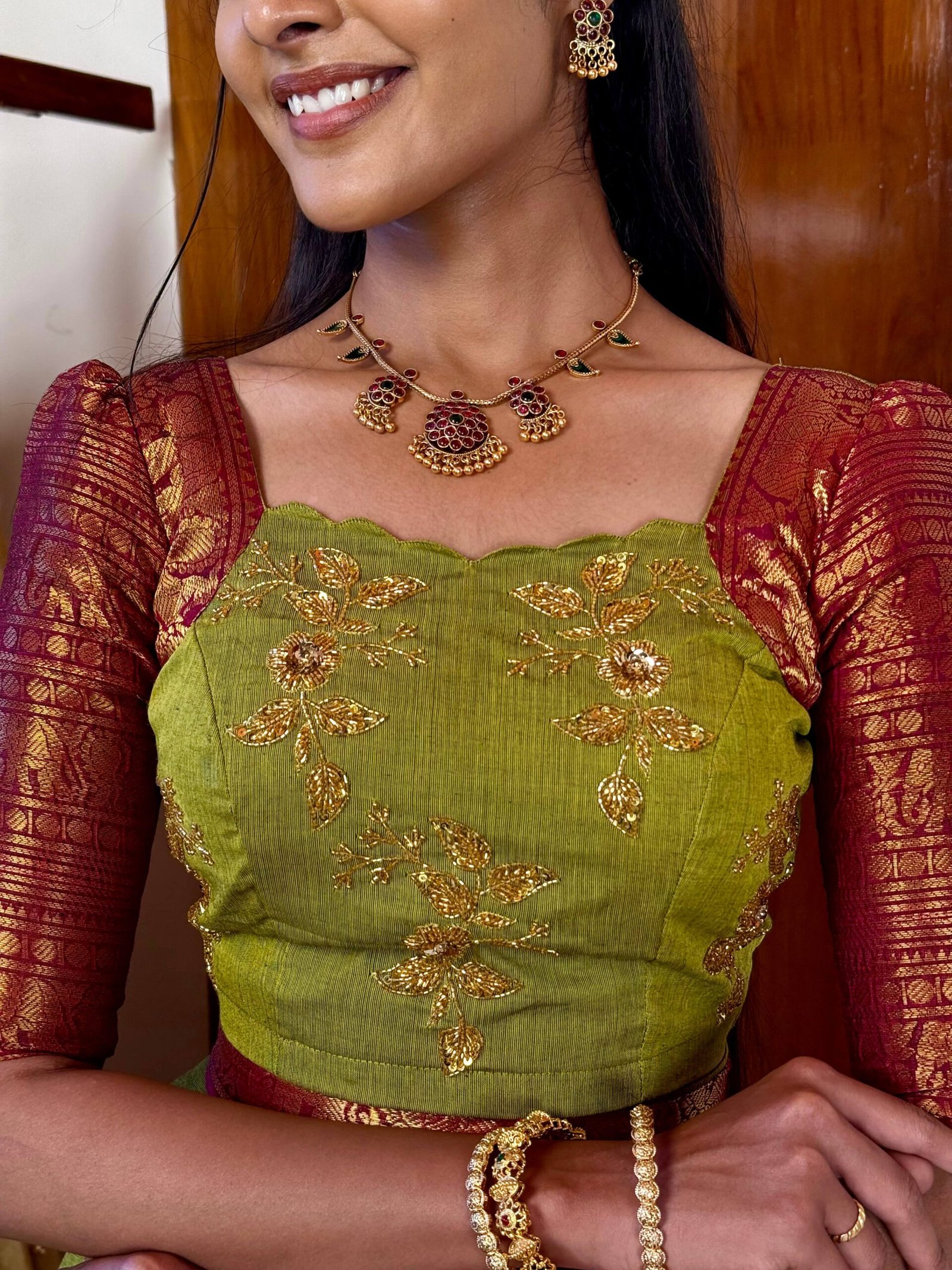4 in 1 Dreamy layers Mehendi and wine lehenga