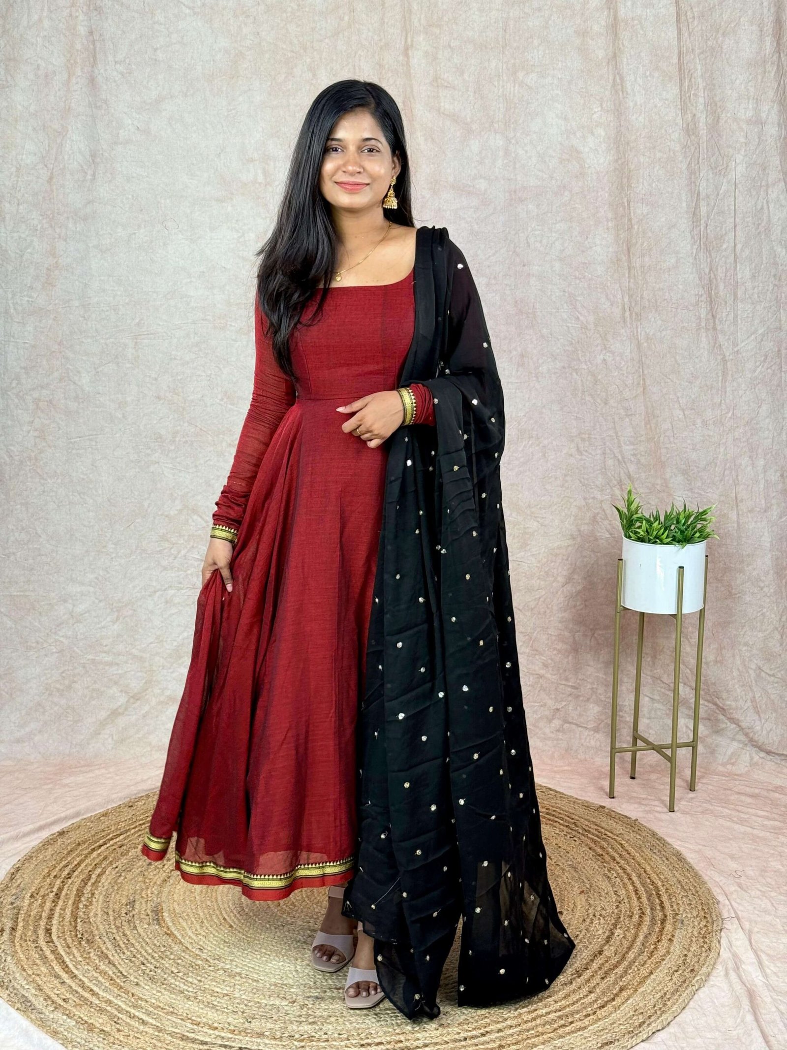 THOORIGAI - MAROON & BLACK (Maxi)