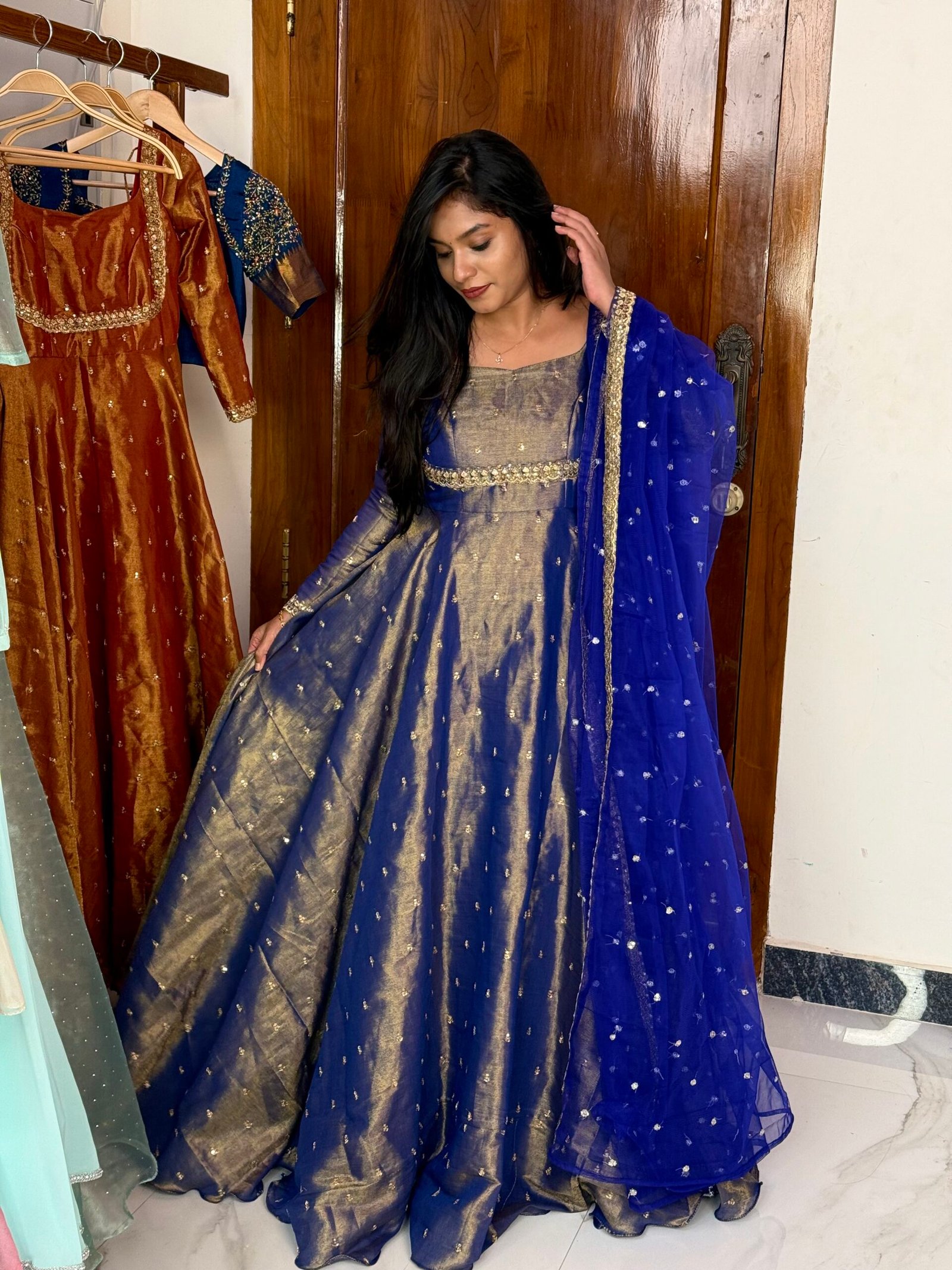 Tissue Cotton Maxi Dress Blue