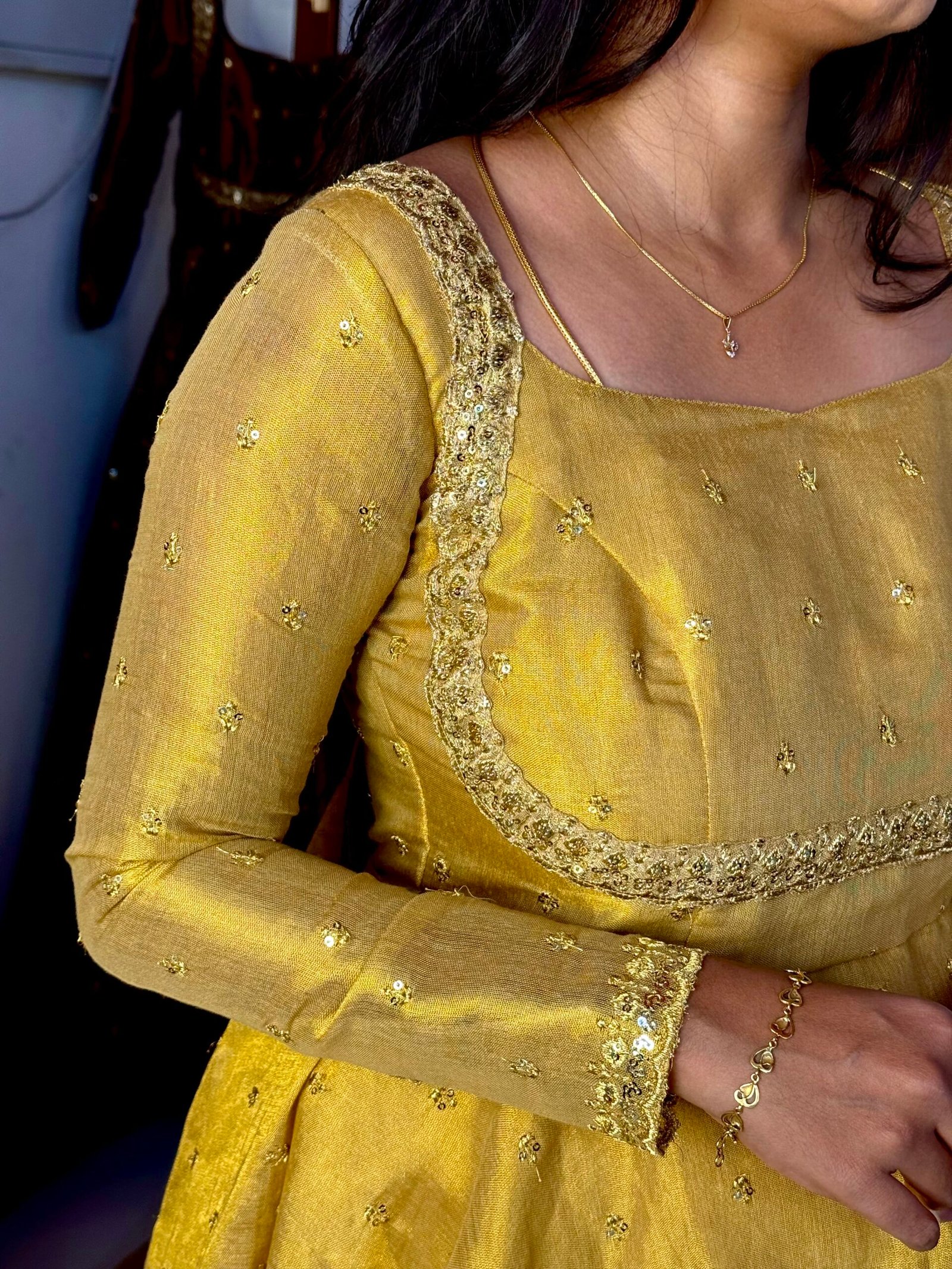 Tissue Cotton Maxi Dress Gold