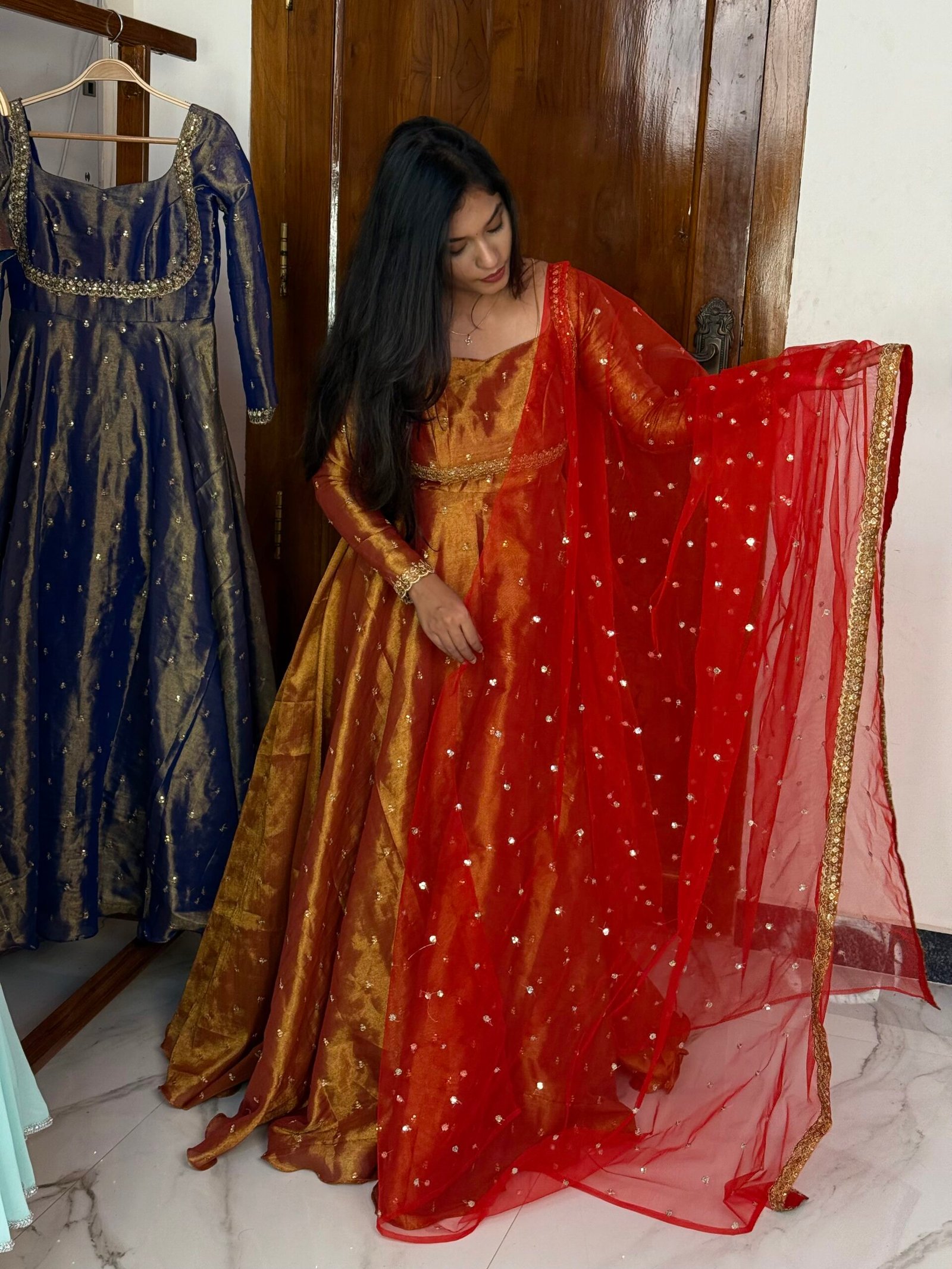 Tissue Cotton Maxi Dress Red
