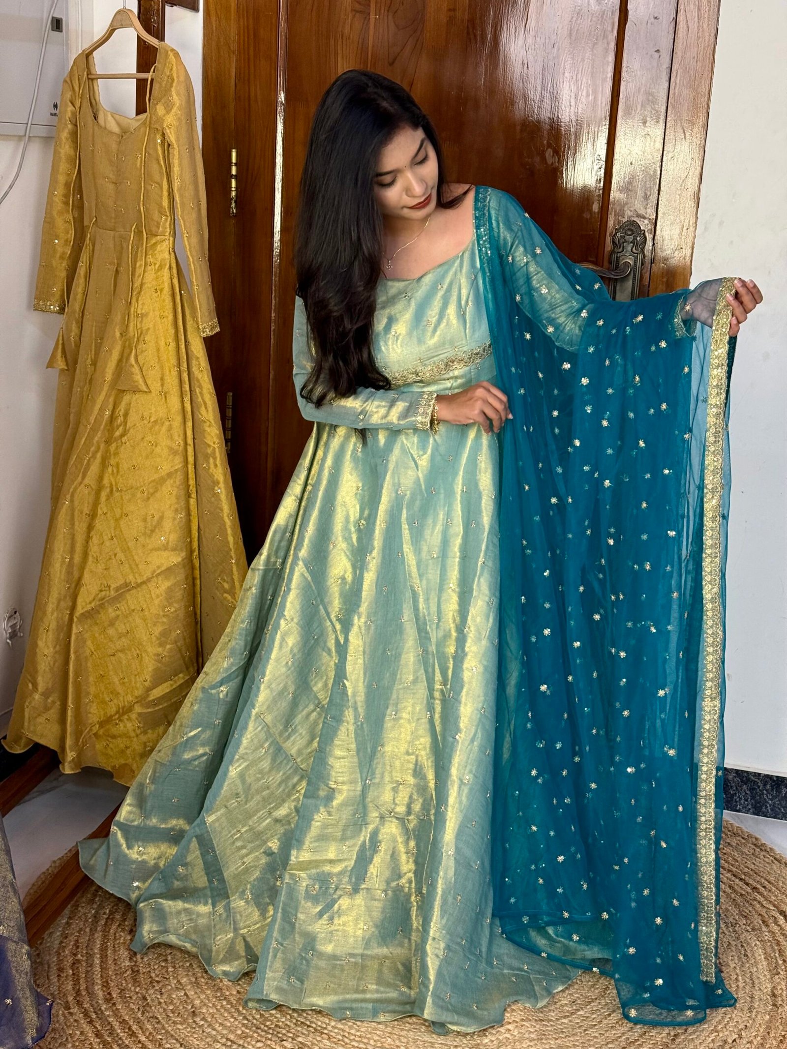 Tissue Cotton Maxi Dress Sea Blue
