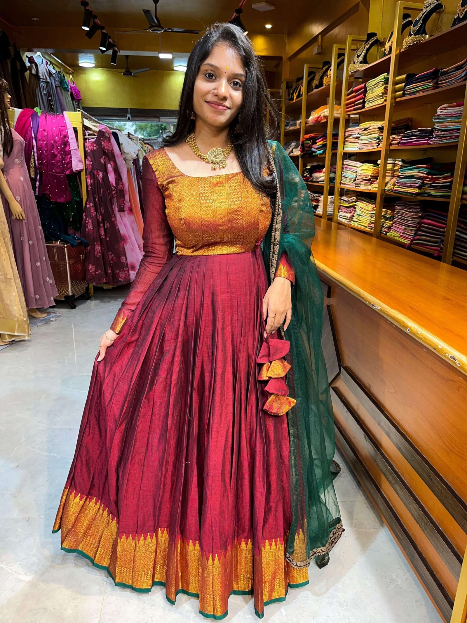 ZARI COTTON - Maroon (Maxi)