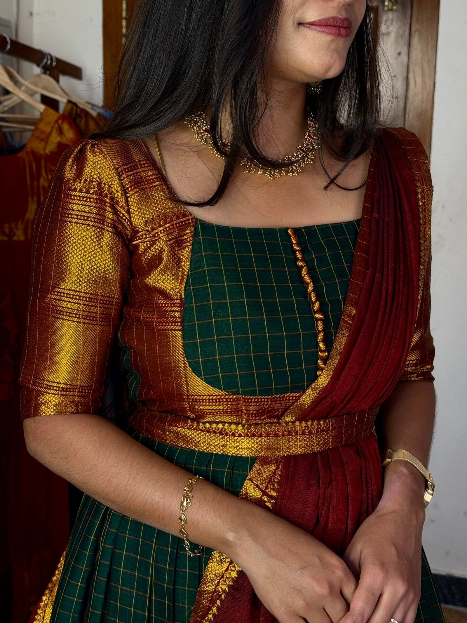 Zarigai Dark green and Maroon Maxi dress