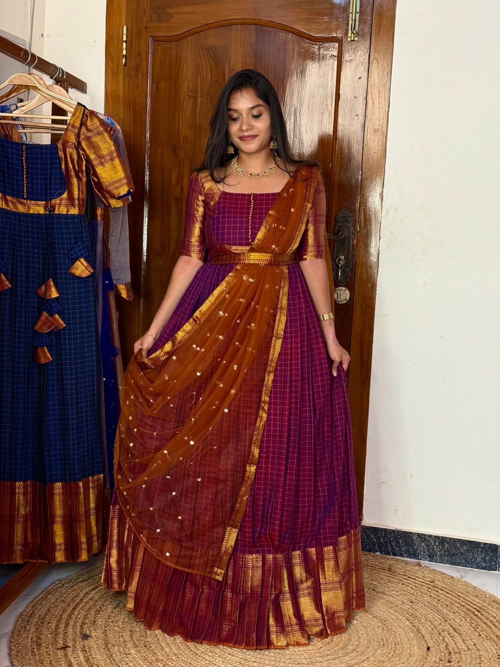Zarigai Magenta and Mustard Maxi dress