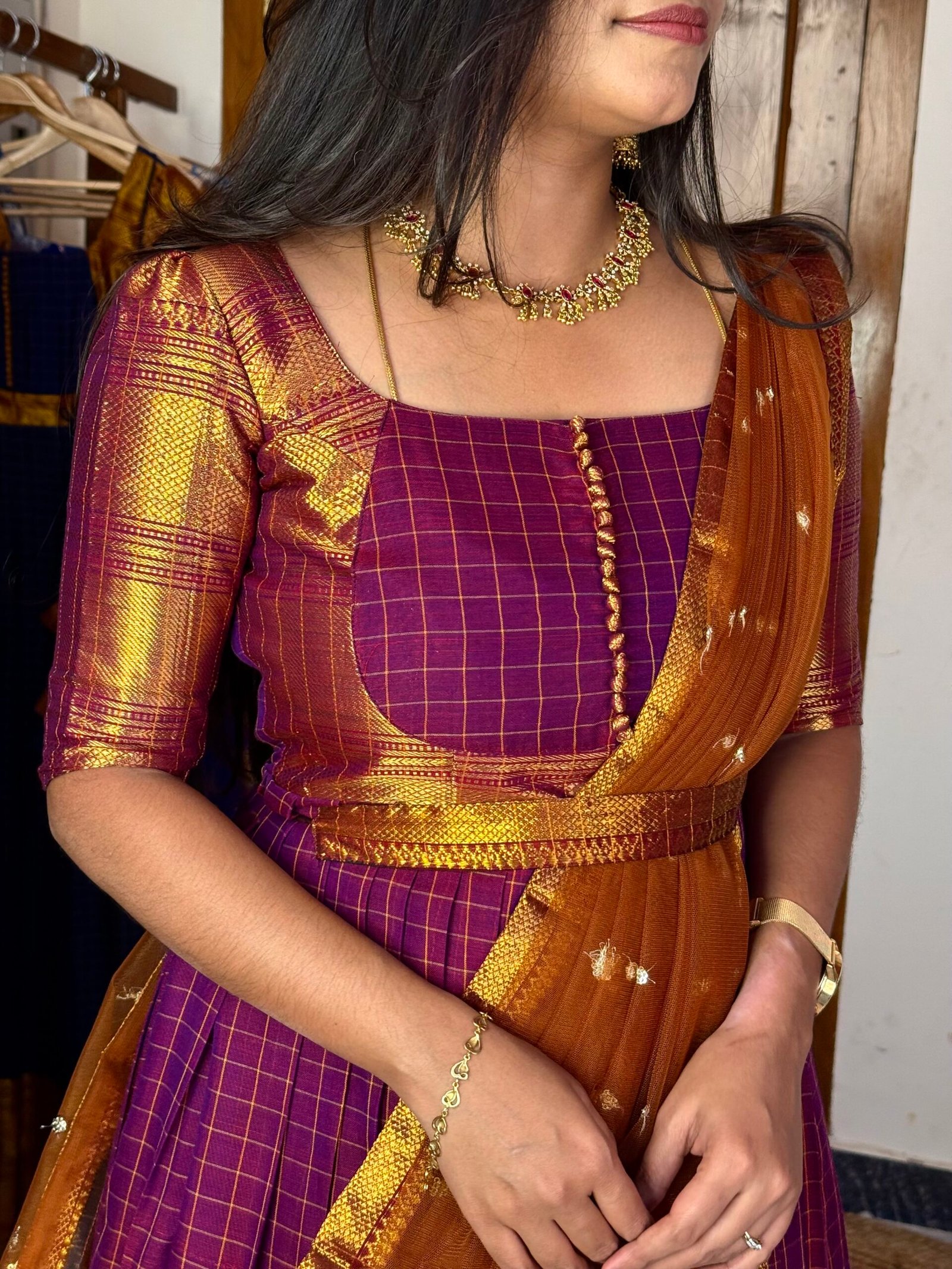 Zarigai Magenta and Mustard Maxi dress